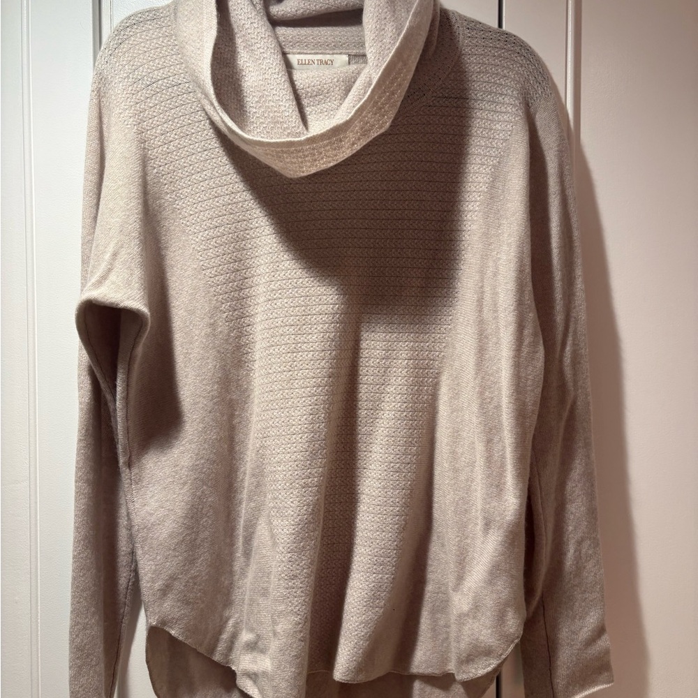 Ellen Tracy Beige Cowl Neck Sweater